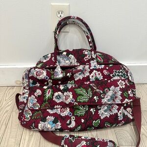 Vera Bradley Burgundy Floral Travel Bag